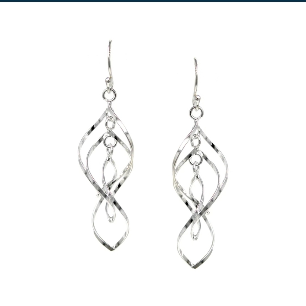 Sterling Silver Marquise Hoop Layered Drop EarringsMaterial: 925 sterling silver